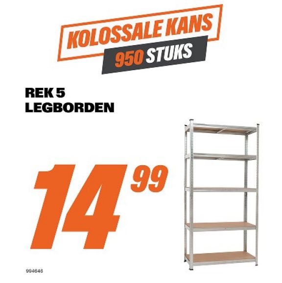 Rek met 5 legborden