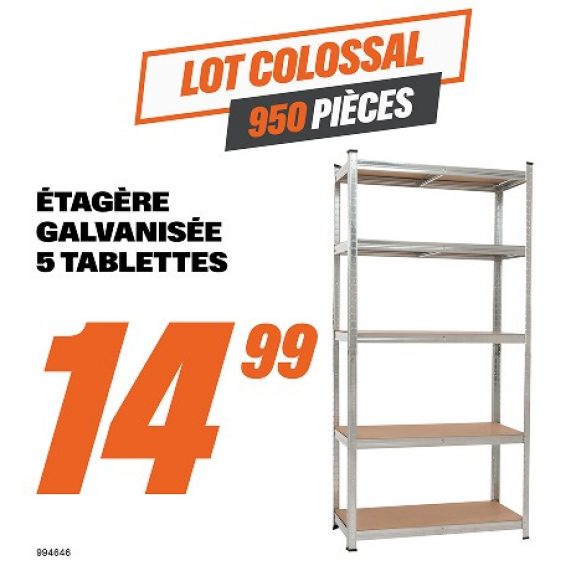 Étagère galvanisée 5 tablettes