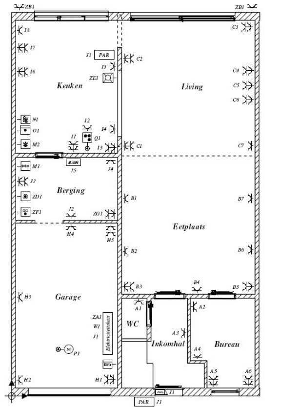 Plaatsbepaling stopcontact plattegrond