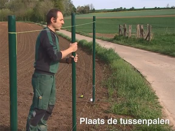 Plaats de tussenpalen in de grond